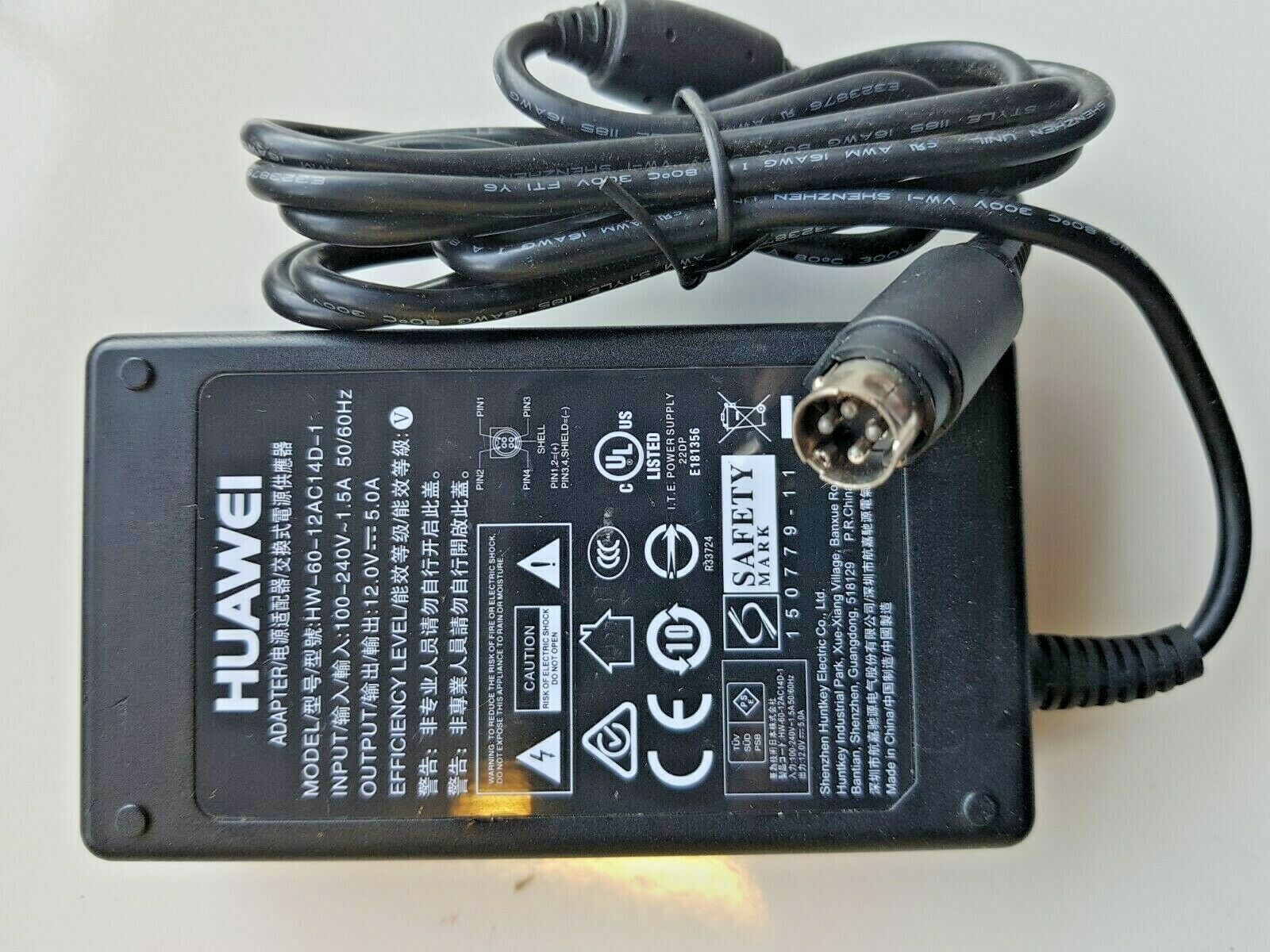 *Brand NEW*HUAWEI HW-60-12AC14D-1 4 PIN DIN 4 ROUTER 12V 5A AC Adapter Power Supply